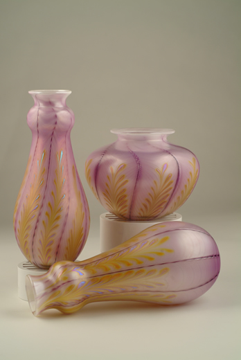 Purple Threaded Feather Vases